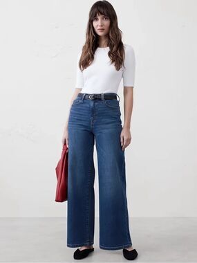 Banana Republic Wide-Leg High-Rise Jeans size 31/12 Petite